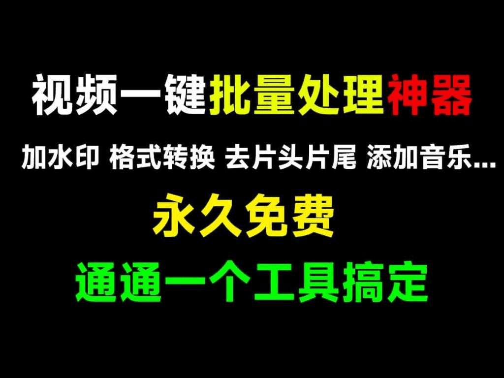 全免费视频批量处理工具！支持批量加水印、批量加片头，格式批量转换，视频转图片、批量合并等-西西万能库